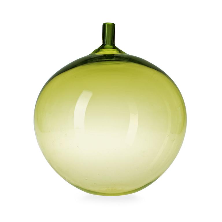 An Ingeborg Lundin green glass vase, Orrefors.