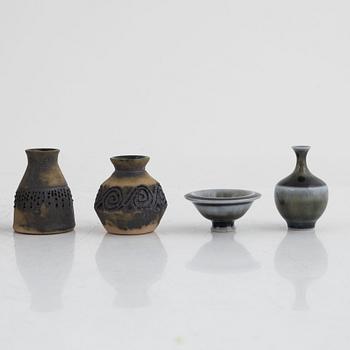 Seven miniture ceramic vases, Sweden.