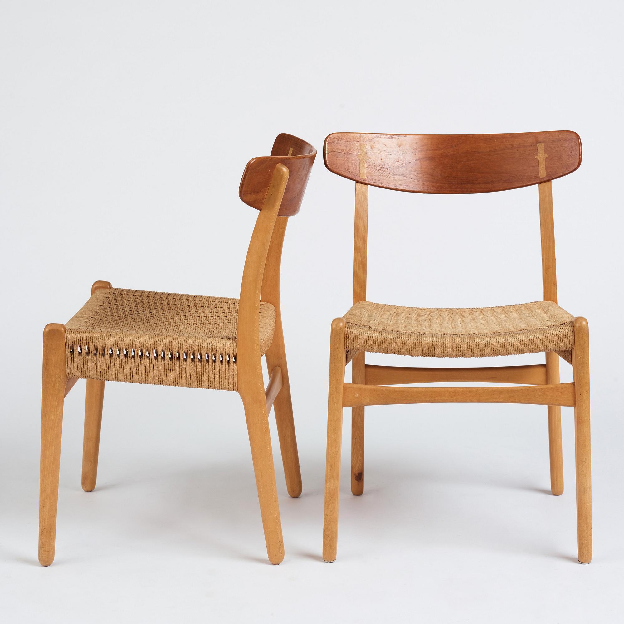 Hans J. Wegner, stolar, 12 st, "CH-23", Carl Hansen & Son, Danmark 1950-60-tal.