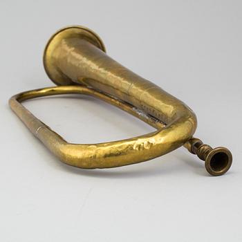 A Swedish early 20th century military brass horn Ahlberg & Ohlsson, Stockholm.