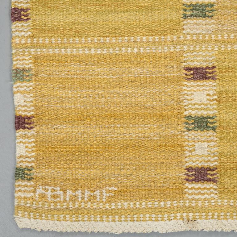 Barbro Nilsson, matto, "Falurutan gul", flat weave, ca 296,5-298 x 200,5-201,5 cm, signed AB MMF BN.