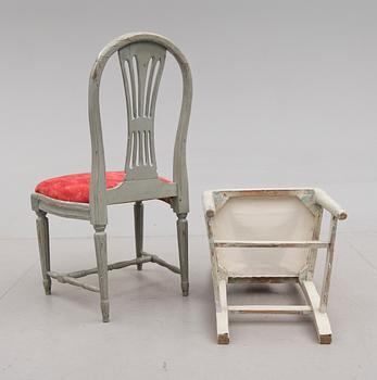 STOLAR, 2 st, gustaviansk stil, 1800-tal.