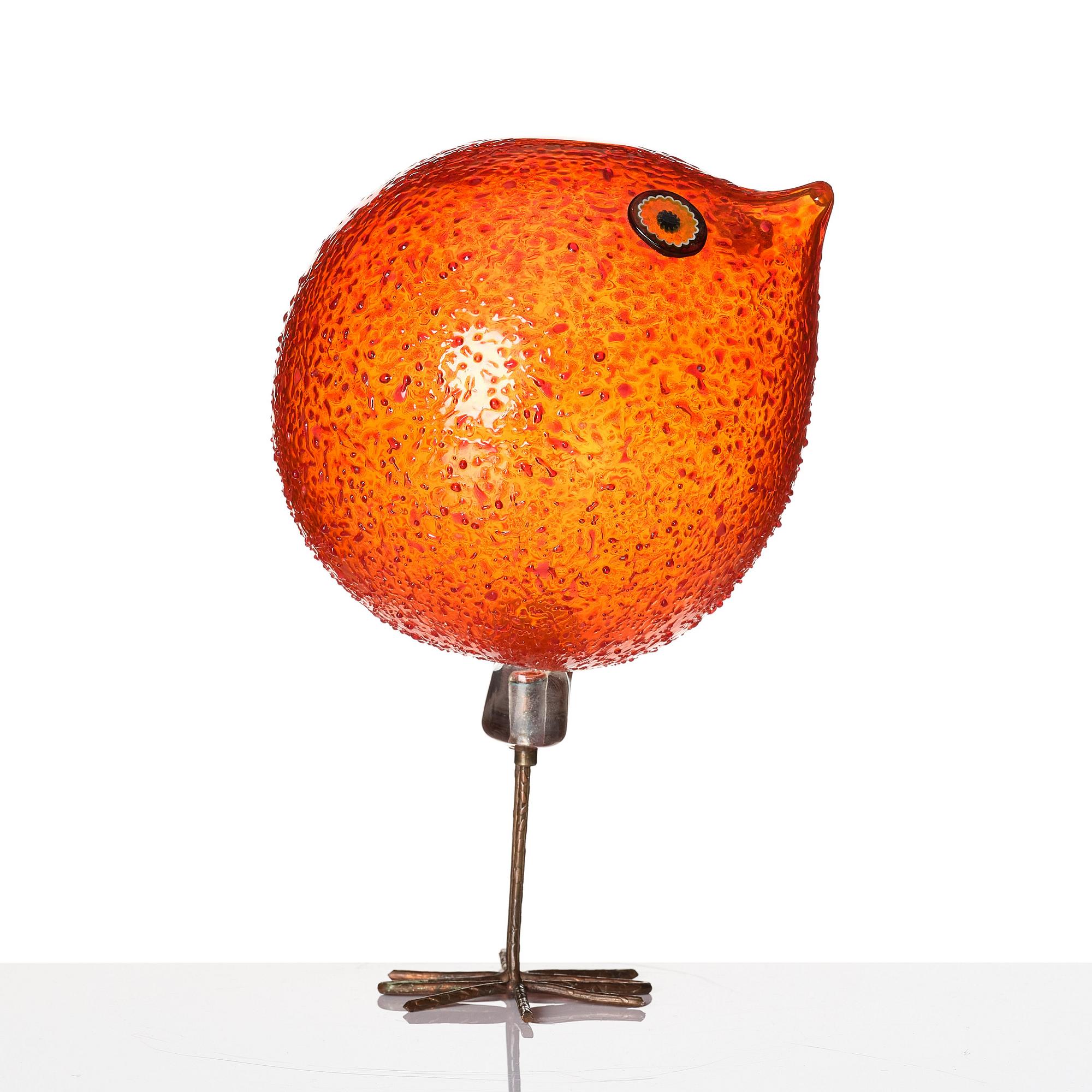 Alessandro Pianon, "Pulcino", skulptur, fågel, Vistosi, Murano, Italien 1960-tal.