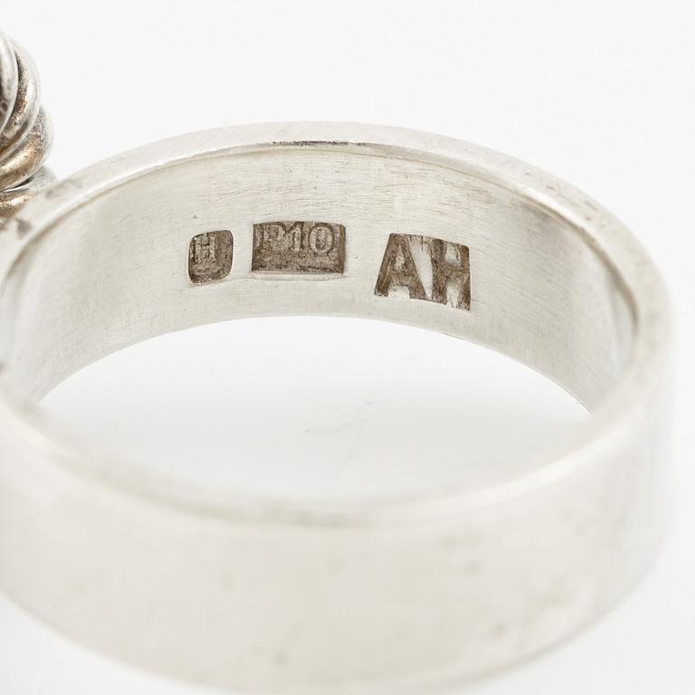 Anders Högberg, ring, sterling silver with a pink stone, Gothenburg 1989.