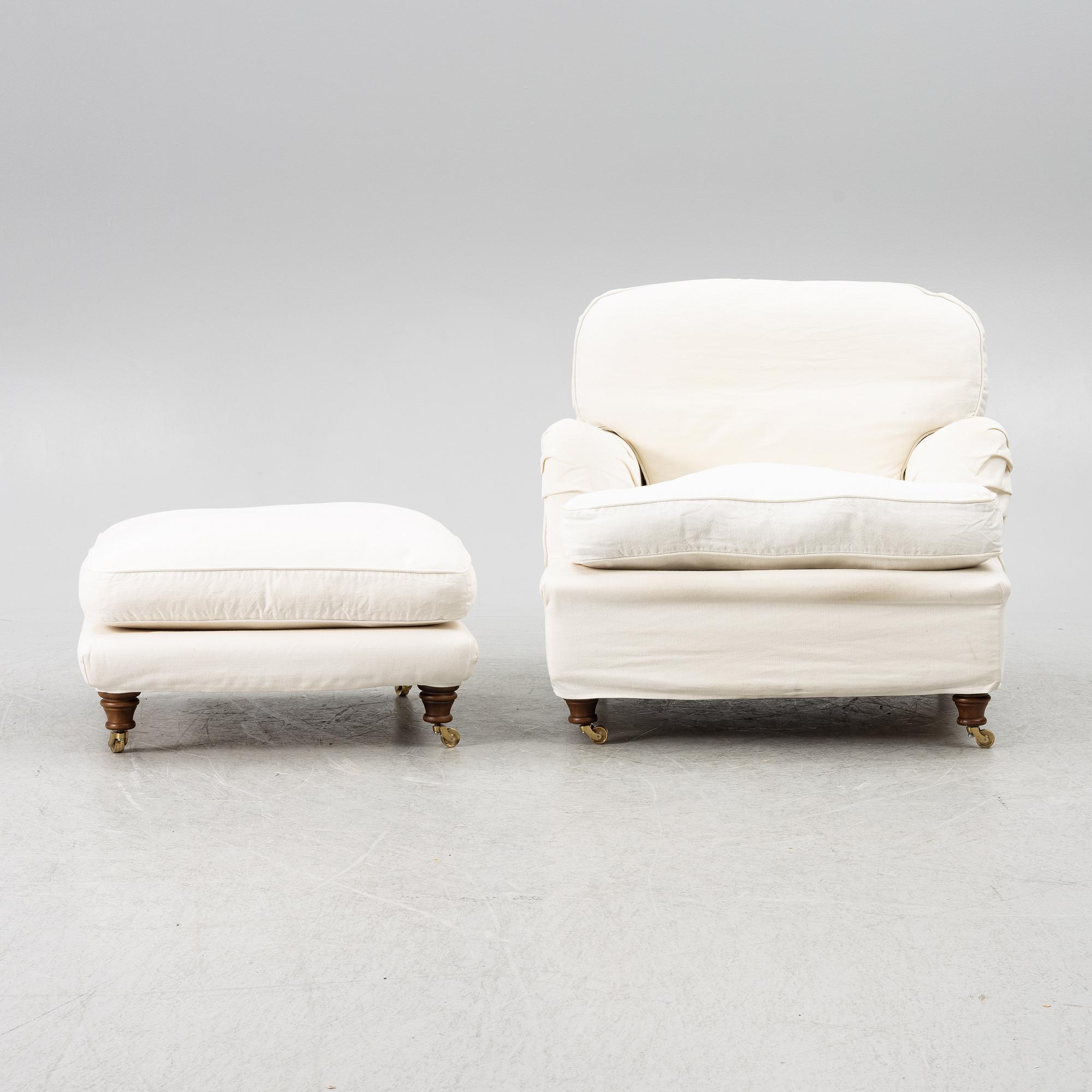 Fåtölj med fotpall, modell "Charles", Jio Möbler.