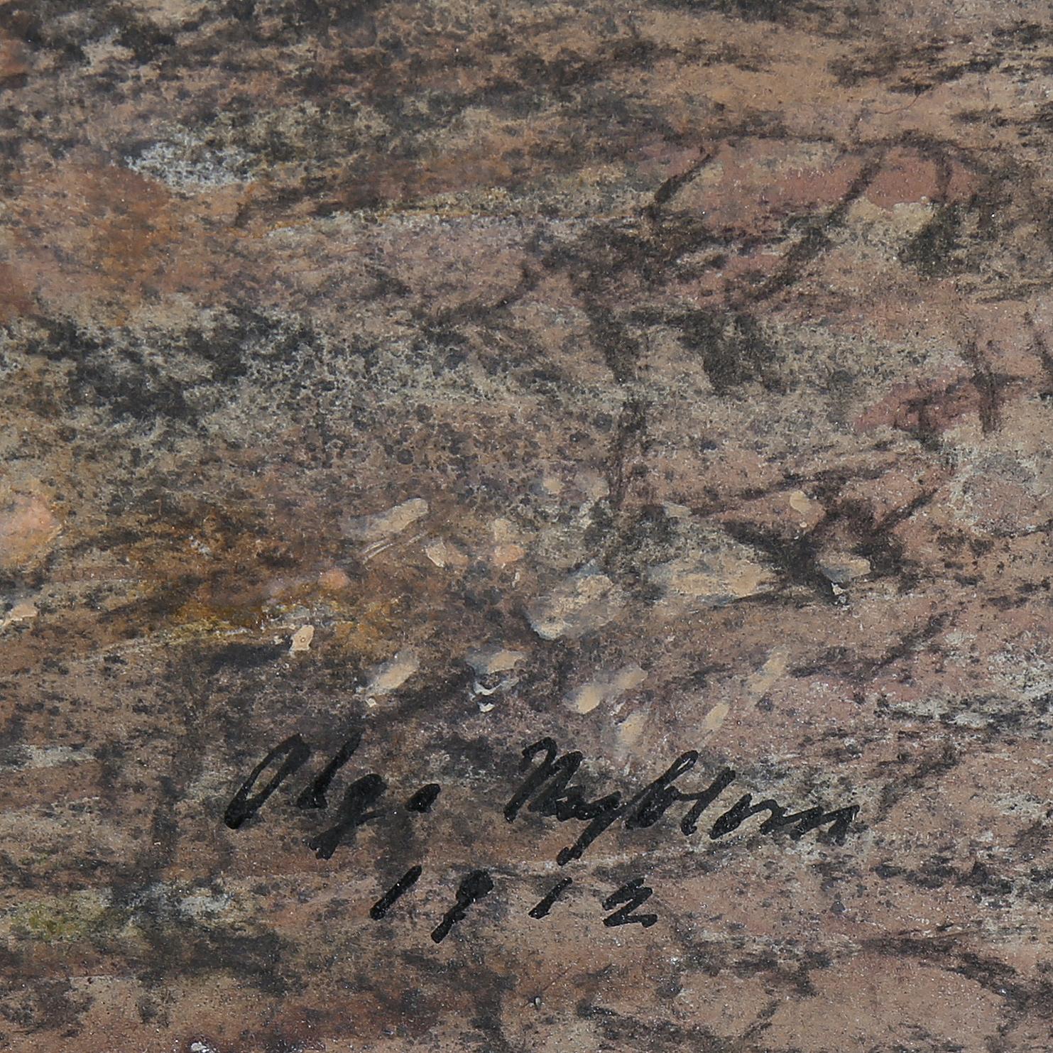 OLGA NYBLOM, Kol och pastell på papper lagd på kartong, Signerad och daterad ”Olga Nyblom / 1912”.
