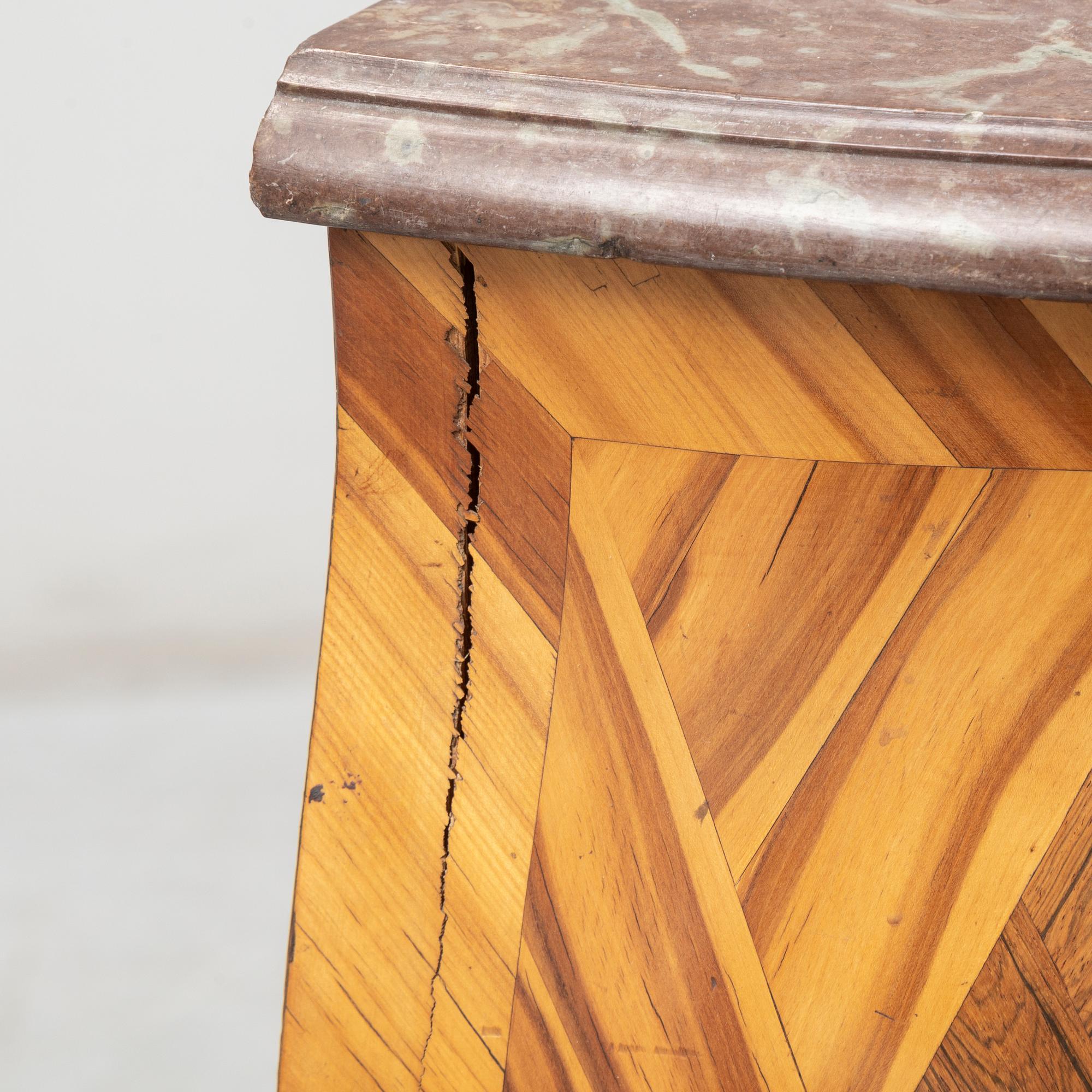 A Swedish Rococo chest of drawers, second half of the 18th century.