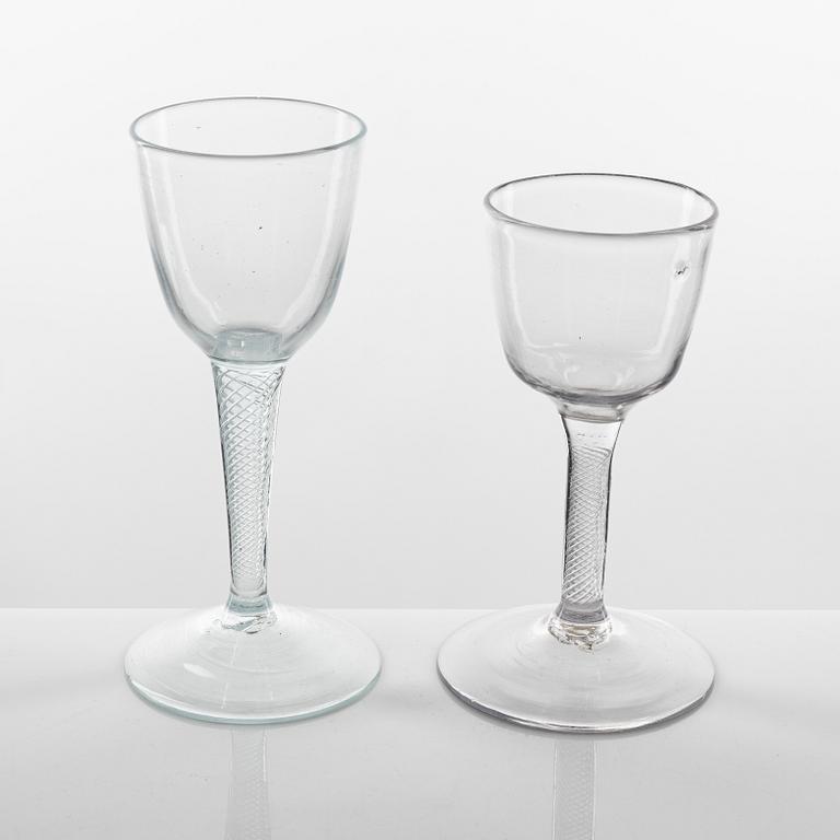 A set of two presumably English glasses, 18th Century.