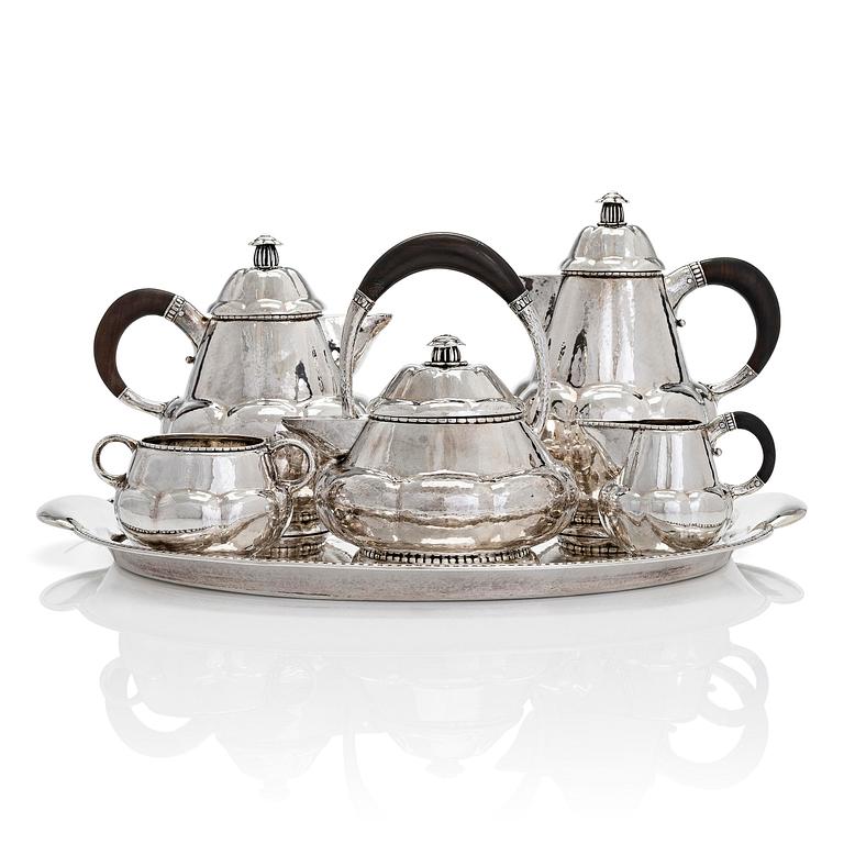 Albert Feinauer, te- och kaffeservis, silver, 6 delar, Weimar-Schmuck, Tyskland 1921-1925.