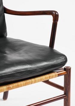 Ole Wanscher, an early pair of rosewood "Colonial Chair" model PJ 149, Poul Jeppesen, Denmark, ca. 1950.