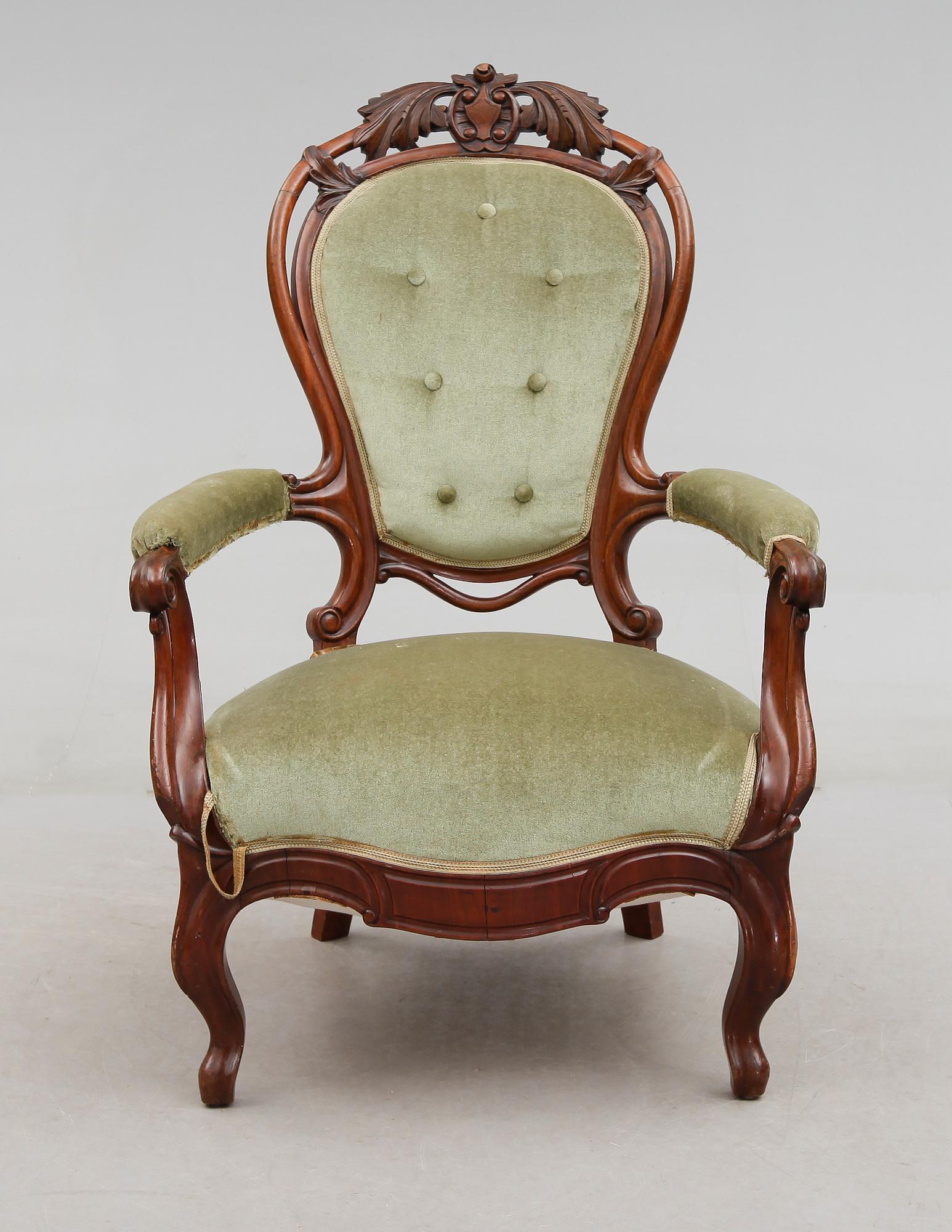 FÅTÖLJ, nyrokoko, 1800-tal.