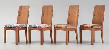 Axel Einar Hjorth, A set of four 'Lovö' pine chairs, Nordiska Kompaniet, NK, Sweden ca 1932.