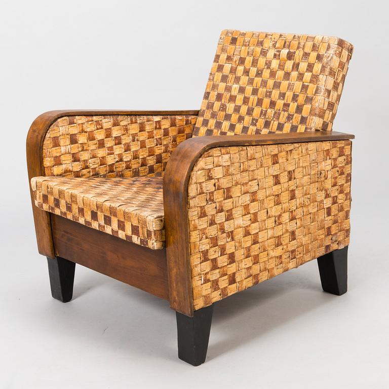 CHAIR, Birch bark upholster, 1940s-50's.