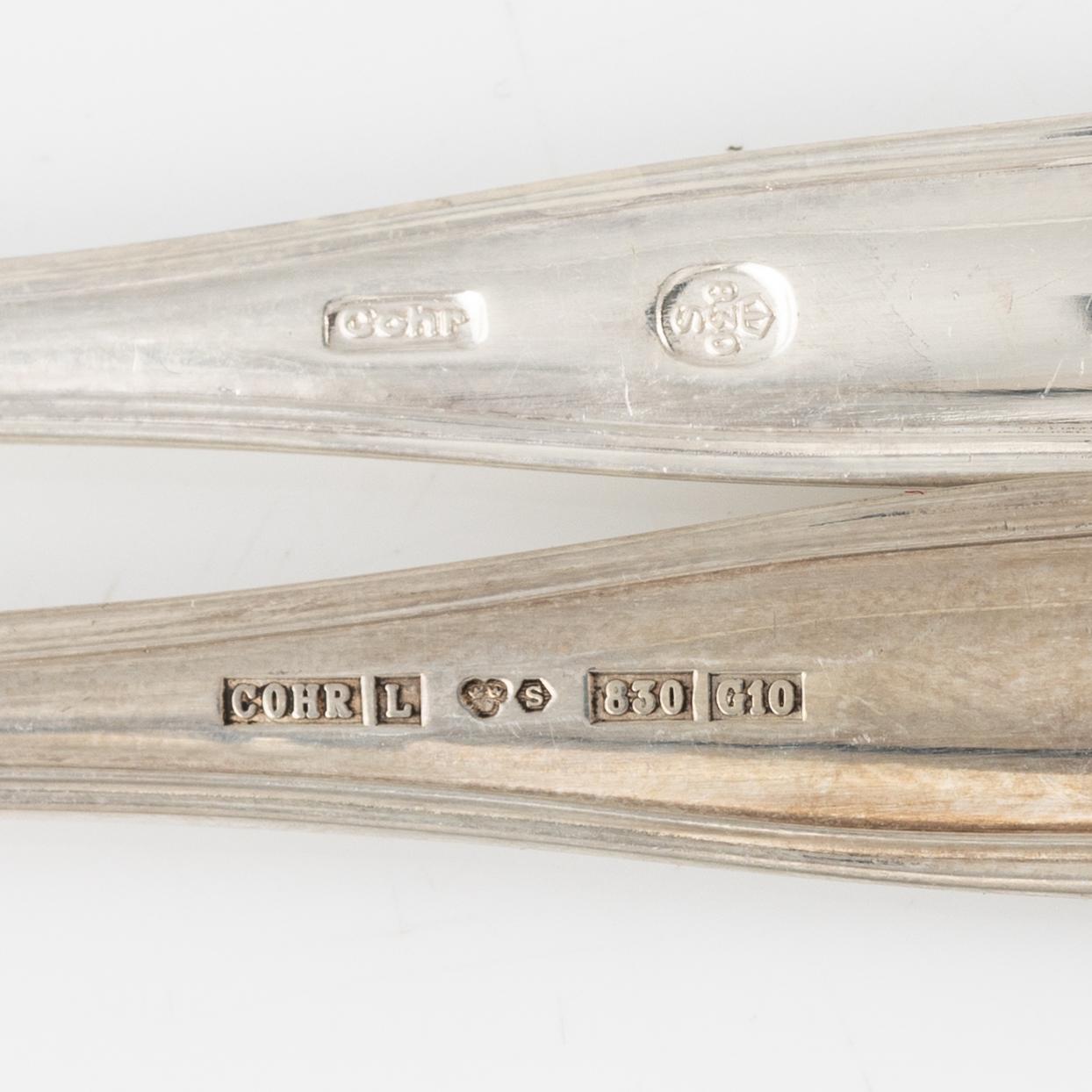 A Silver Cutlery, model Sachsisk, Cohr, second half of the 20th century (23 pieces).