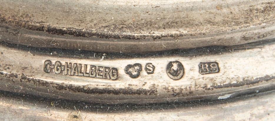 A Swedish 20th century pair of silver candelabras mark of CG Hallberg Stockholm 1928 possibly Elis Bergh.