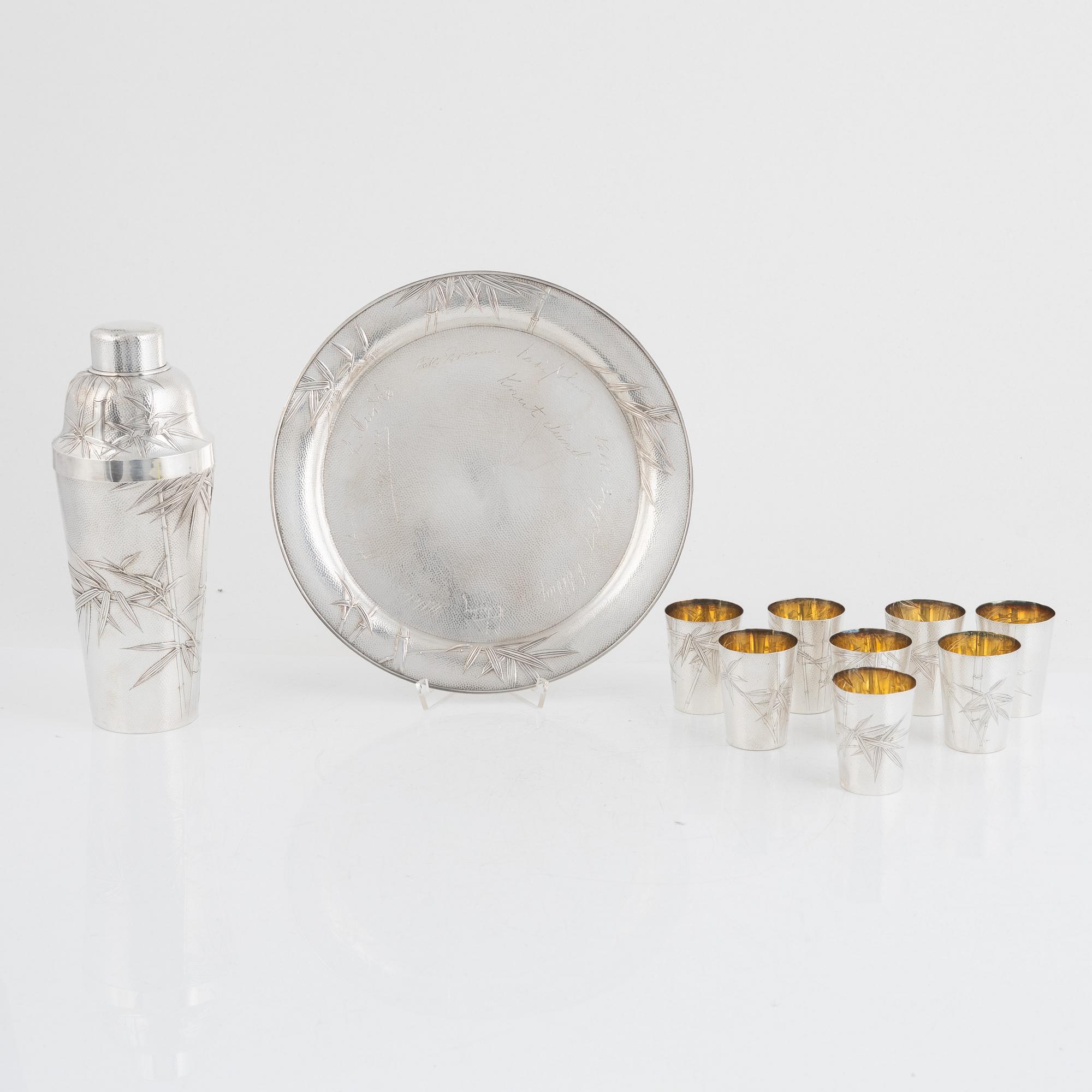 A ten-piece silver cocktail set, Yamato Bros & Co, Kobe, Japan, first half of the 20th century.
