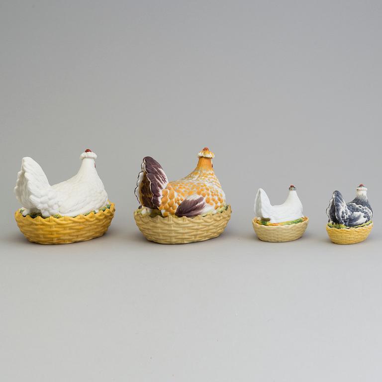 FOUR PARIAN EGG BASKETS, Gustafsberg, second half of the 19th century, one unmarked.