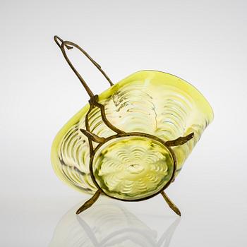 SKÅL, glas och metall, art nouveau, Loetz art, sekelskiftet 1800/1900.