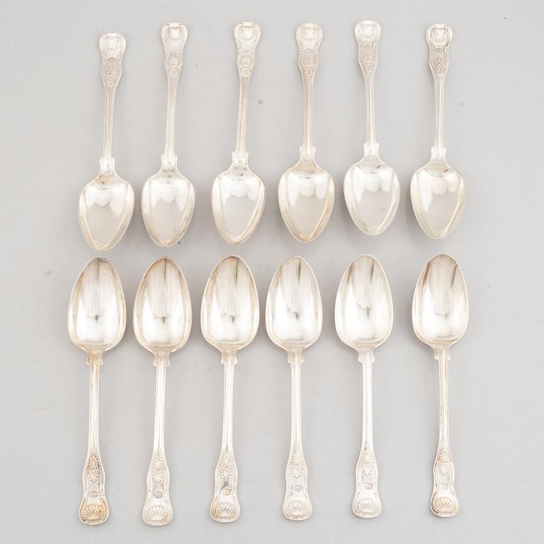 A Set of Twelve Swedish Silver "Kings Pattern" Dinner Spoons.