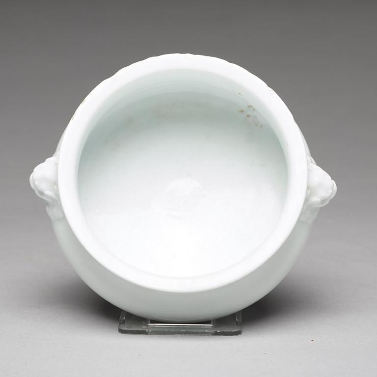 A blanc de chine censer, probably late Ming dynasty.