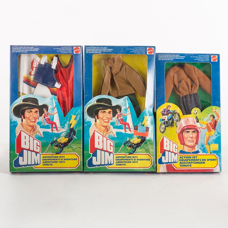 BIG JIM, 13 stycken adventure sets i förpackning, Mattel, 1980-tal.
