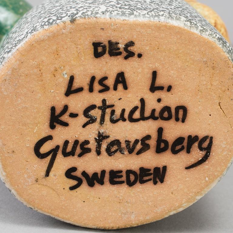 LISA LARSON, figuriner/ljusstakar i stengods, fyra stycken, Gustavsberg.