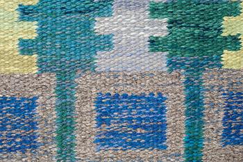 Judith Johansson, a carpet, "Sommarnatt", flat weave, ca 203,5 x 133-140 cm, signed JJ.