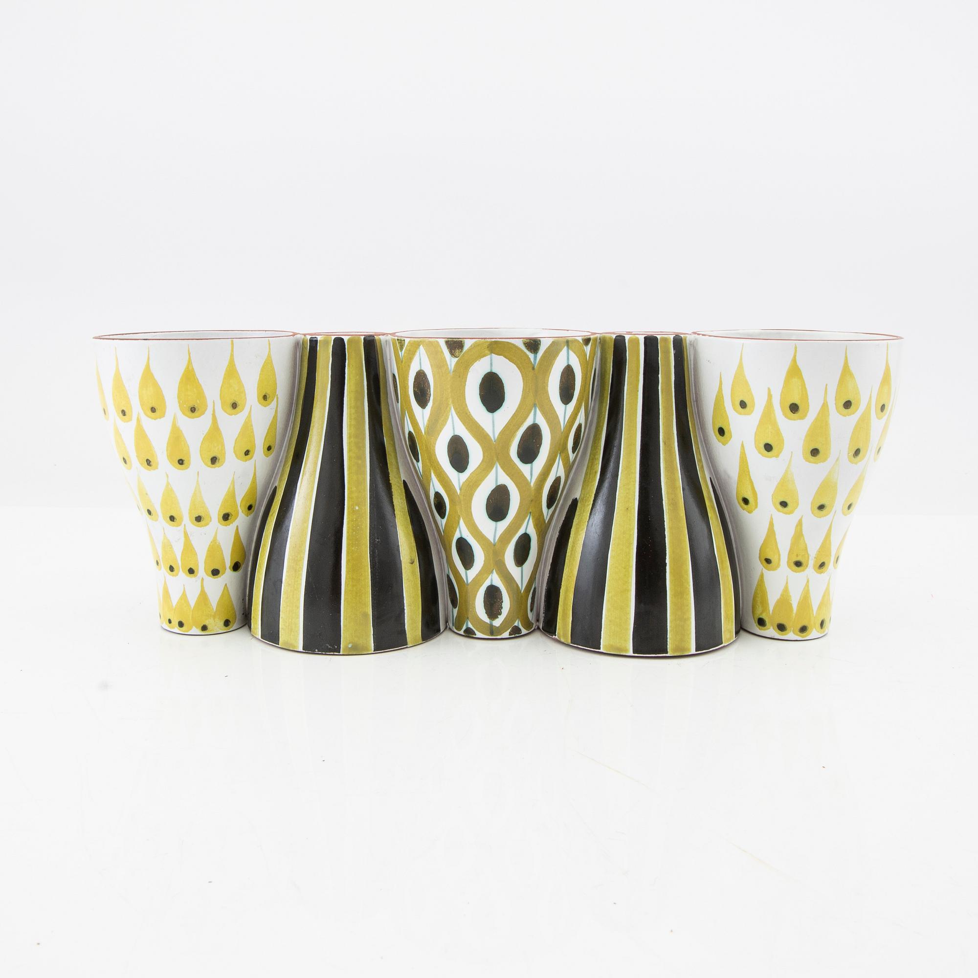 Stig Lindberg, vase/candlestick "snurran" faience signed Gustavsbergs studio, mid-20th century.