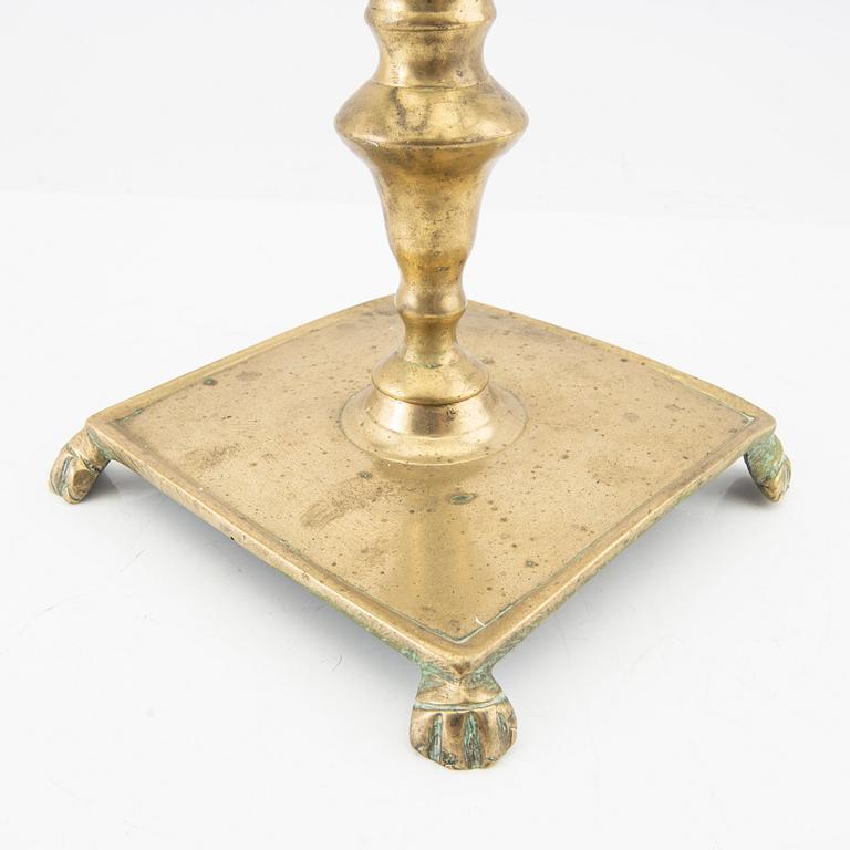 Candlestick, brass, around the year 1700, Baroque style.