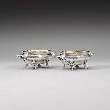 A pair of Swedish 18th century parcel-gilt salts, Erik Niklas Thomé.