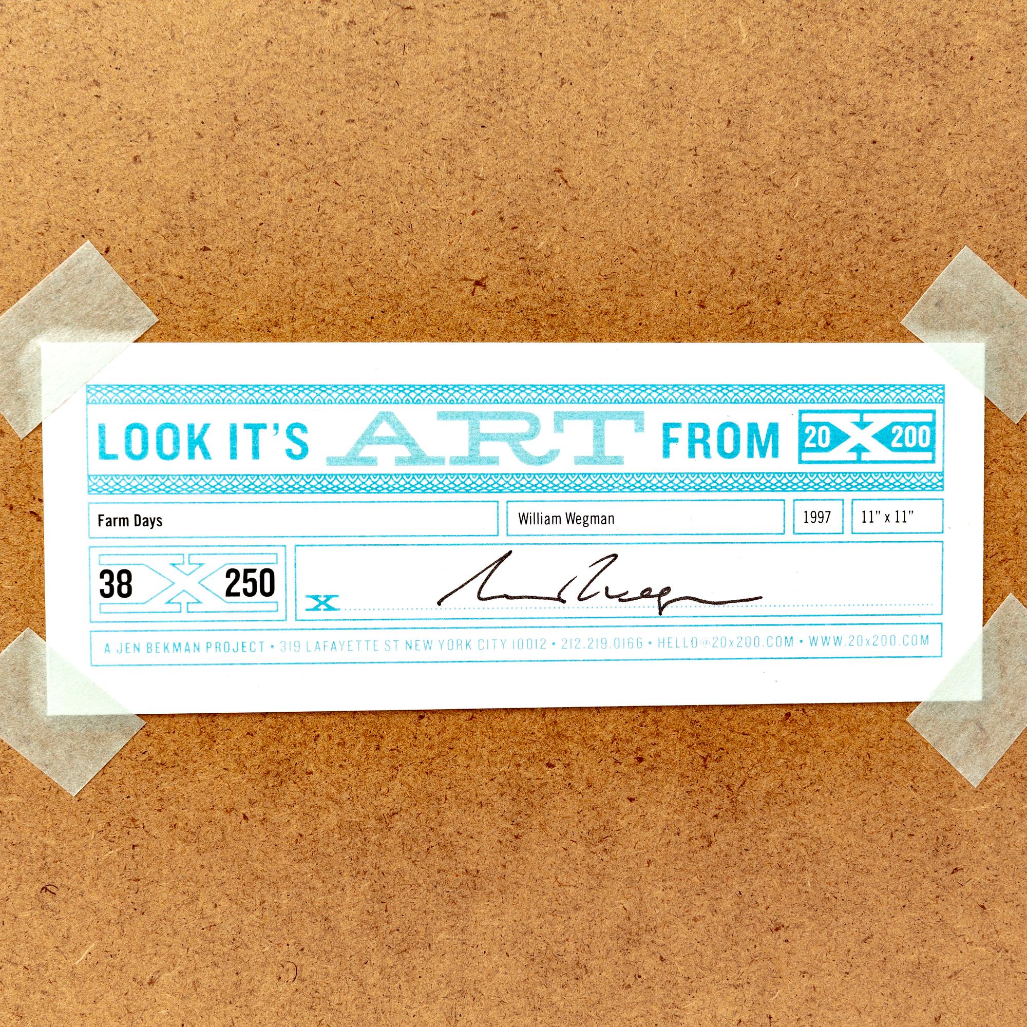 William Wegman, photography signed and dated 1997 on label at back.