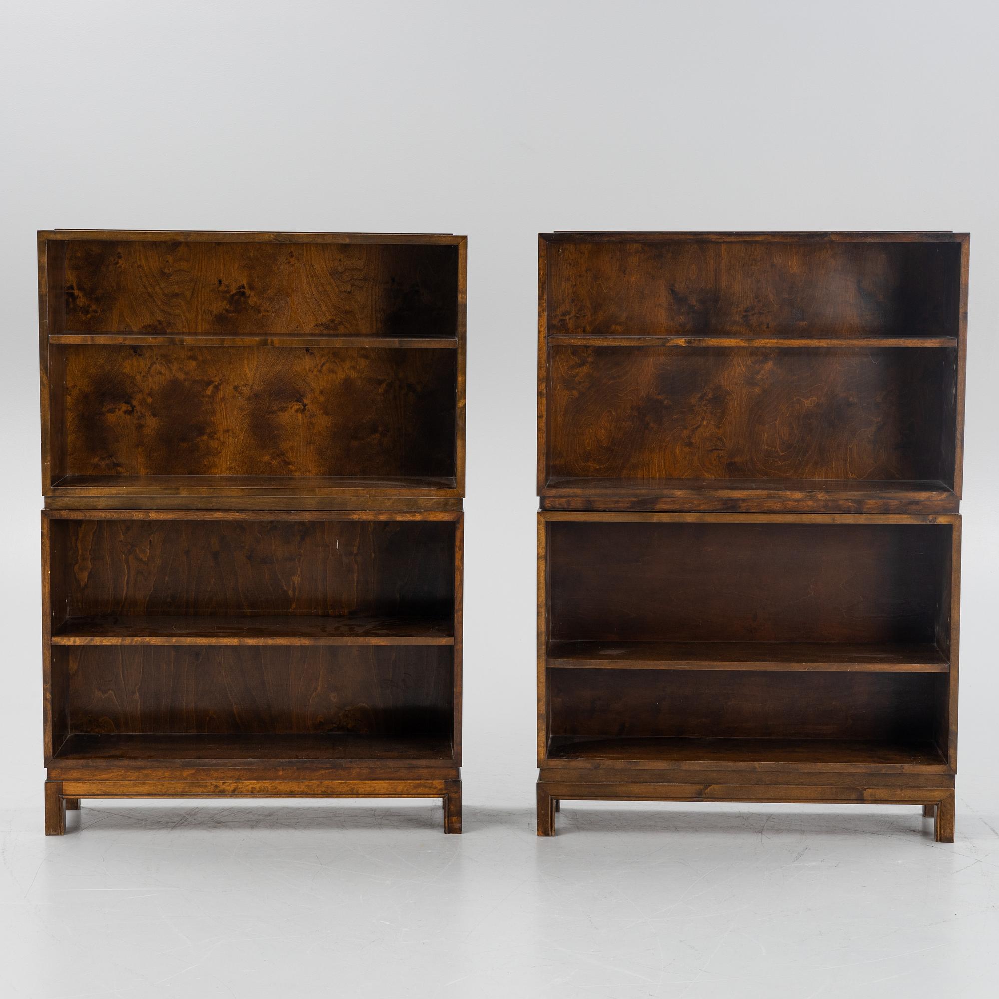 Axel Einar Hjorth, bokhyllor, två par, "Typenko", Nordiska Kompaniet, 1930-tal.