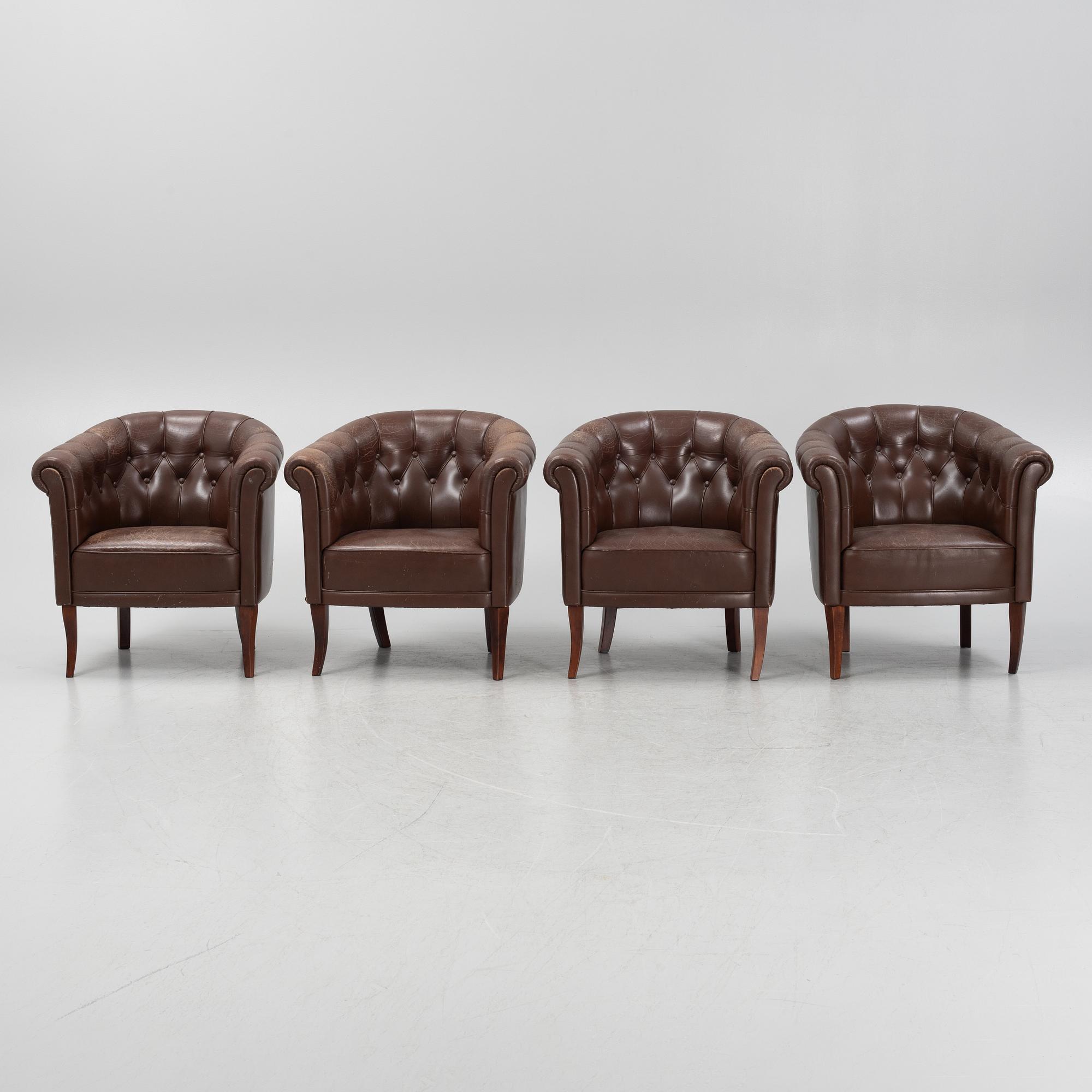 Four club chairs, late 20th century.