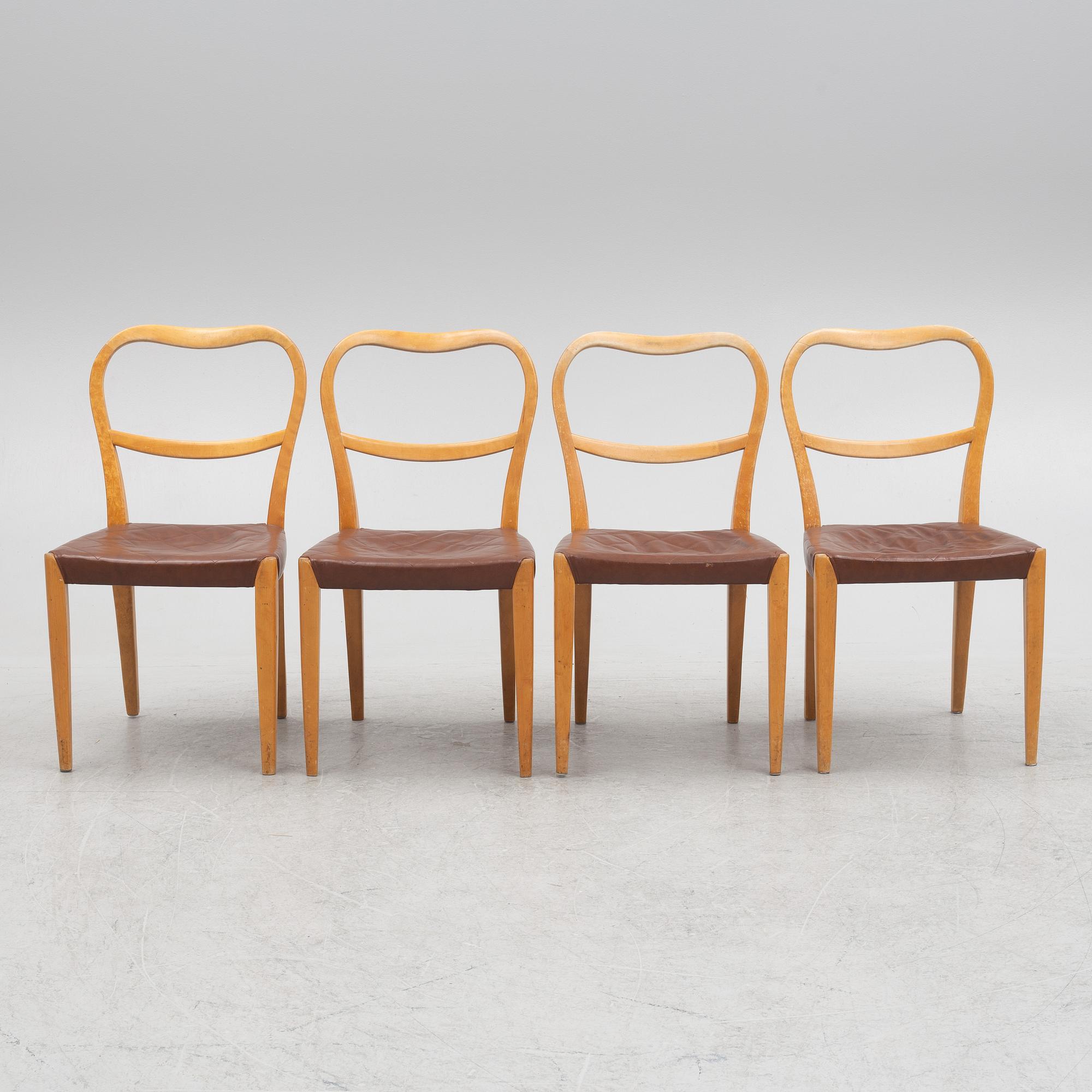 Axel Larsson, four chairs, 'Serie 1300', SMF, Bodafors, 1930s.