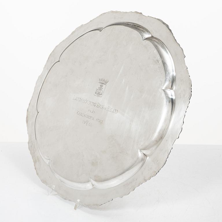 C.G. Hallberg, Tray, silver, Stockholm 1953.