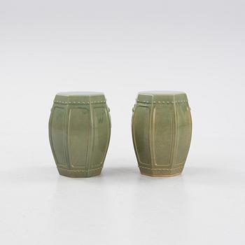 A pair of Chinese ceramic garden stools, 20th century.