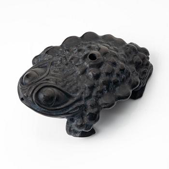 A dark yixing three legged toad 'Jin Chan' water sprinkler, China, 1980s.