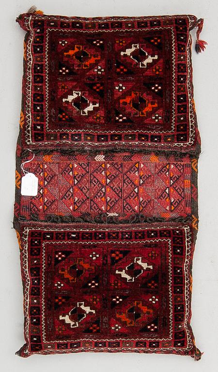 Camel saddle bag, circa 102 x 56 cm.
