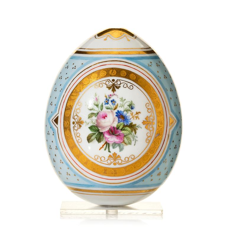 A Russian porcelain Easter Egg, 19th Century, presumably Imperial porcelain factory, St Petersburg.
