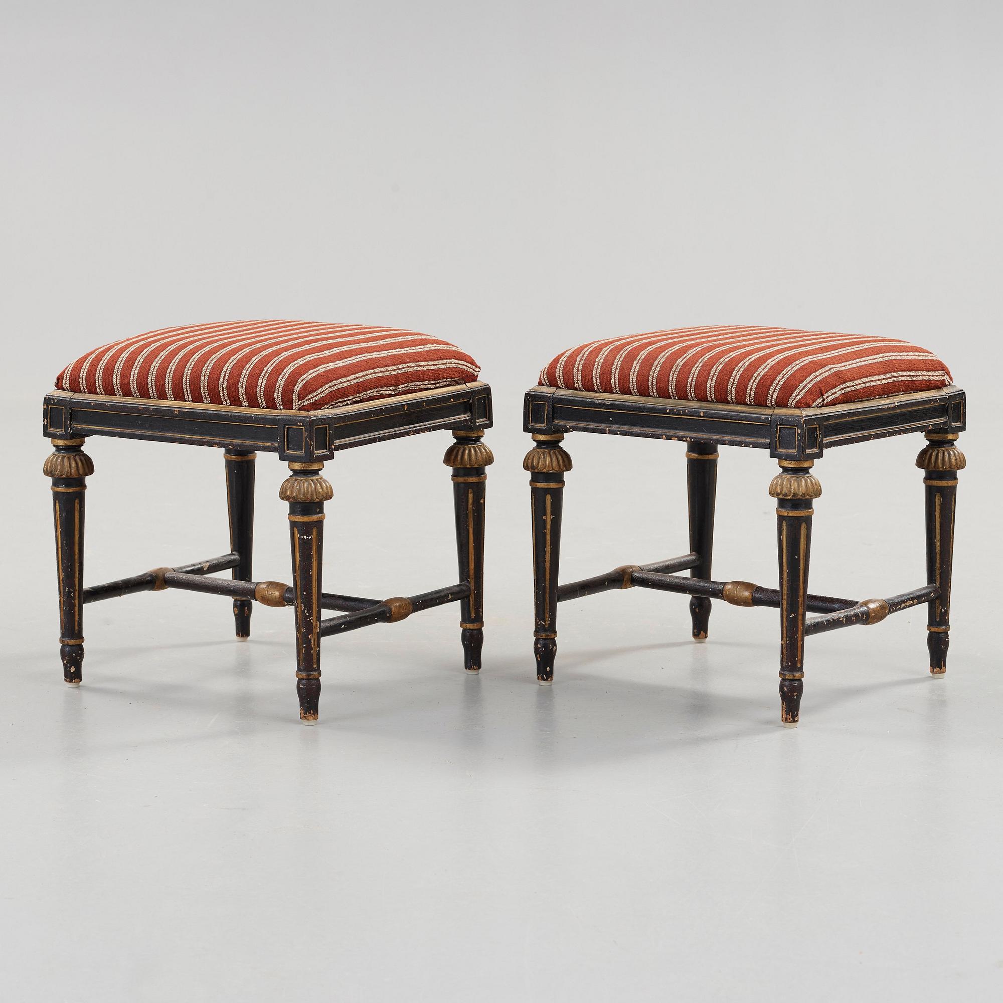 A pair of Gustavian stools by Joseph Ruste, master 1772.