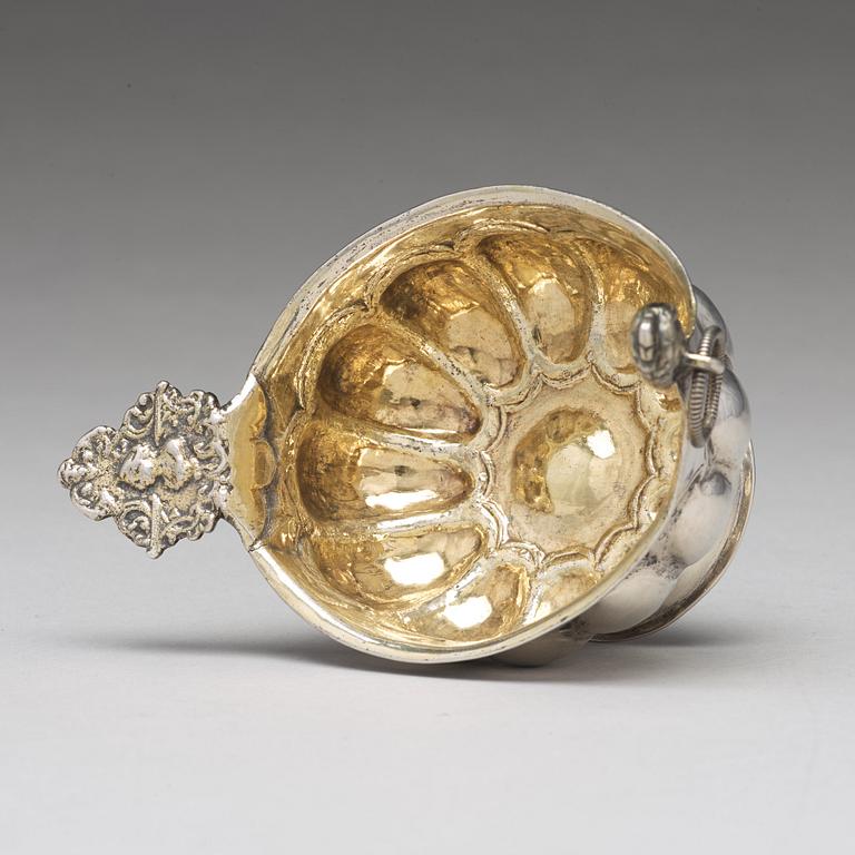 A Swedish 18th century parcel-gilt silver brandy-bowl, mark of  Johan Leffler, Falun 1768.