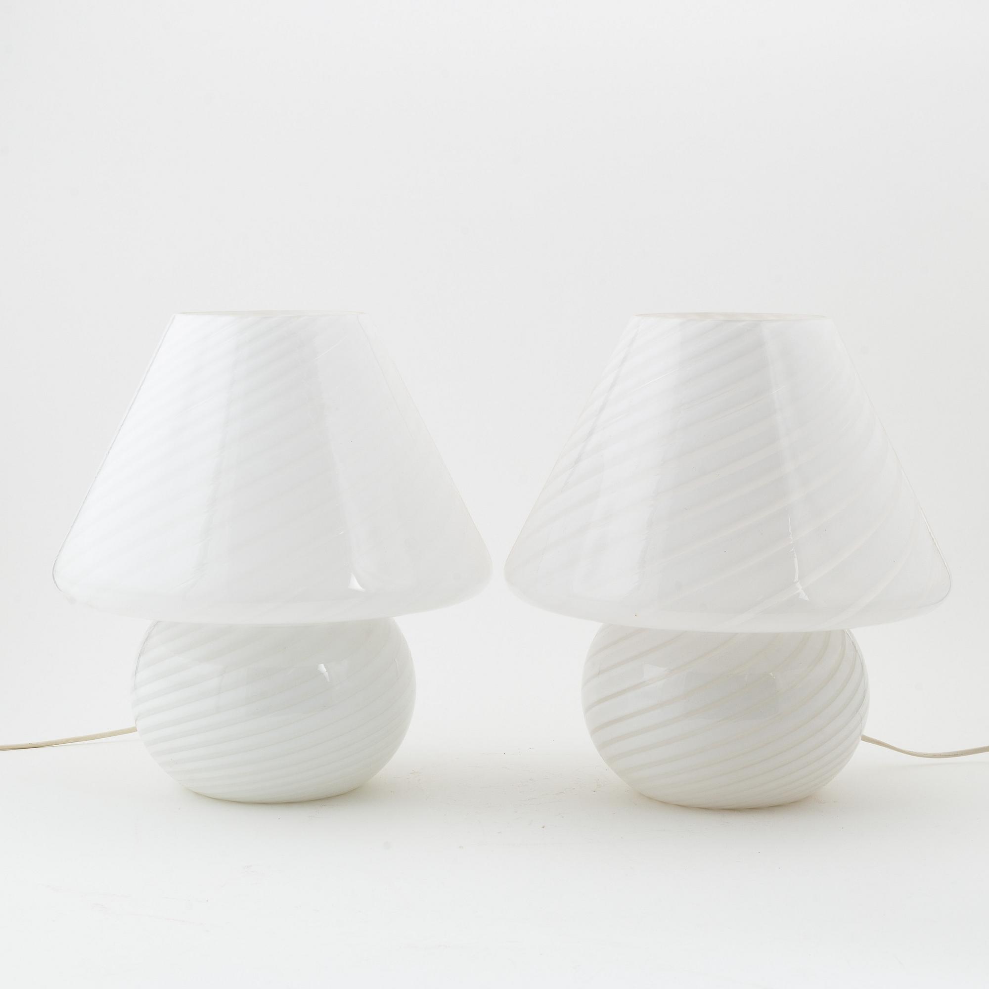 A pair of glass table lamps, Murano, Italy 1970/80's.