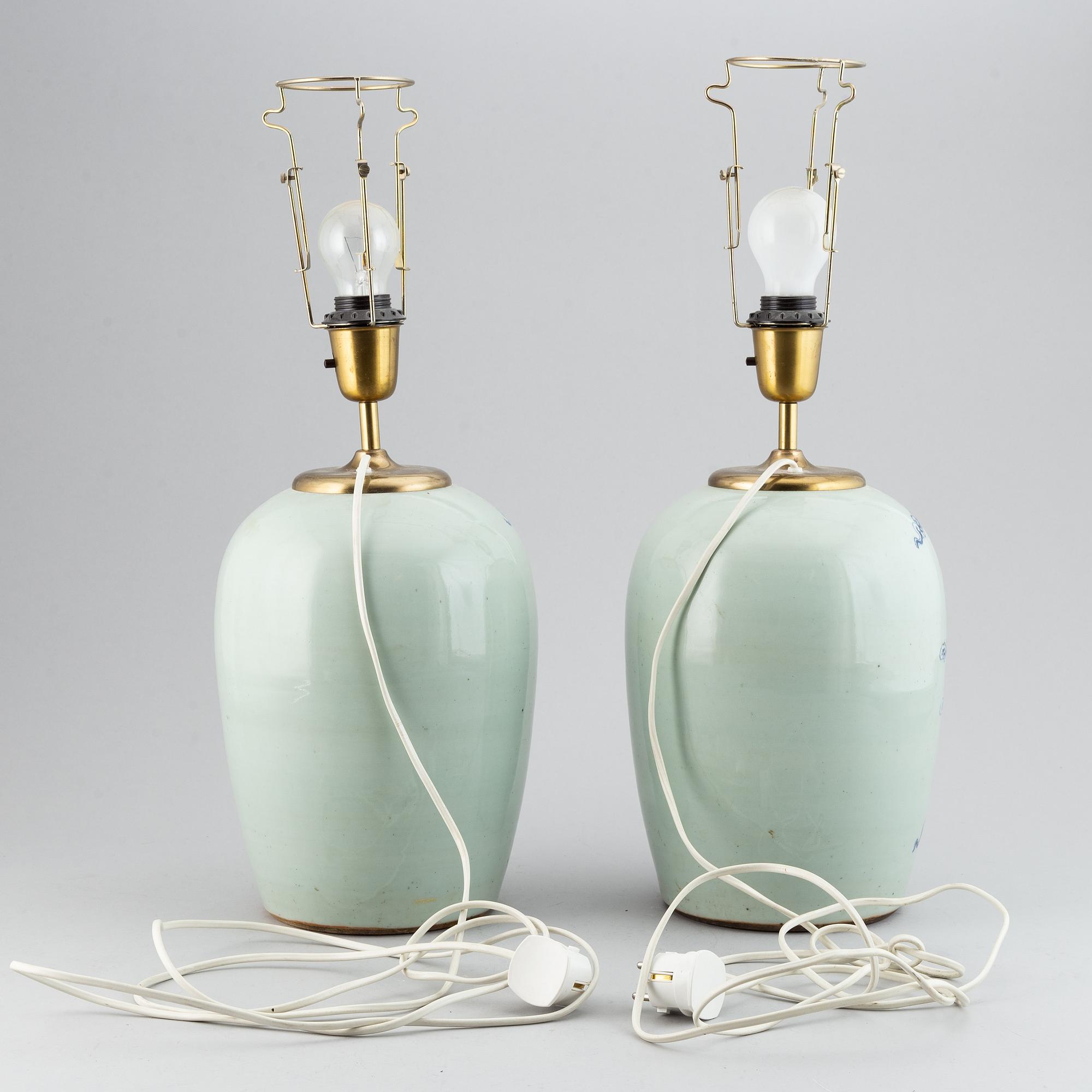 A pair table lamps/vases, late Qing/early 20th Century.