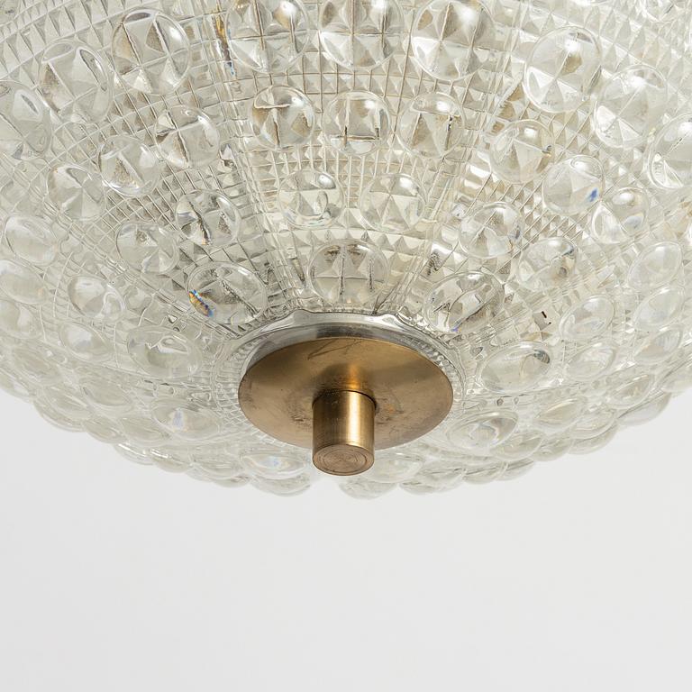 Carl Fagerlund, a set of three ceiling lamps, Orrefors.