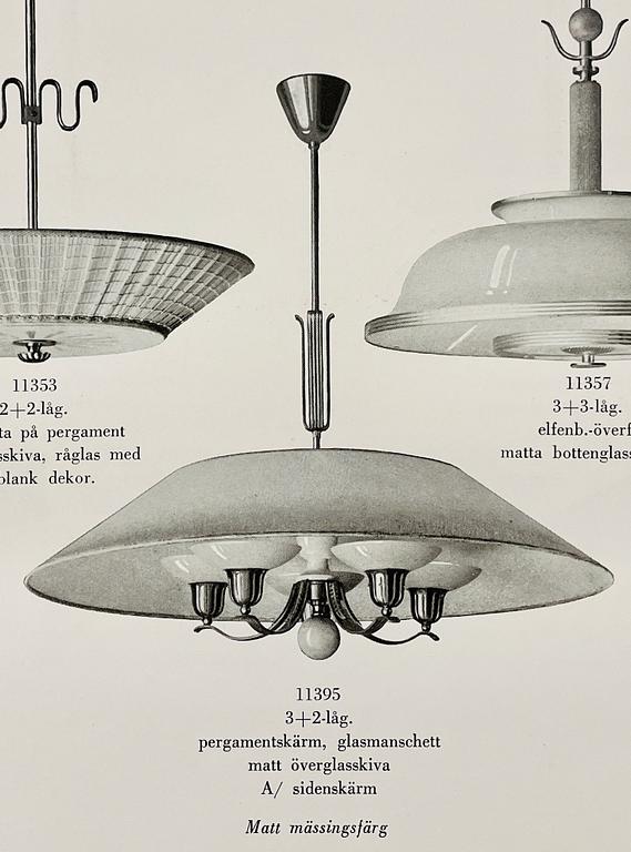 Harald Notini, taklampa, modell "11395", Arvid Böhlmarks Lampfabrik, 1940-tal.