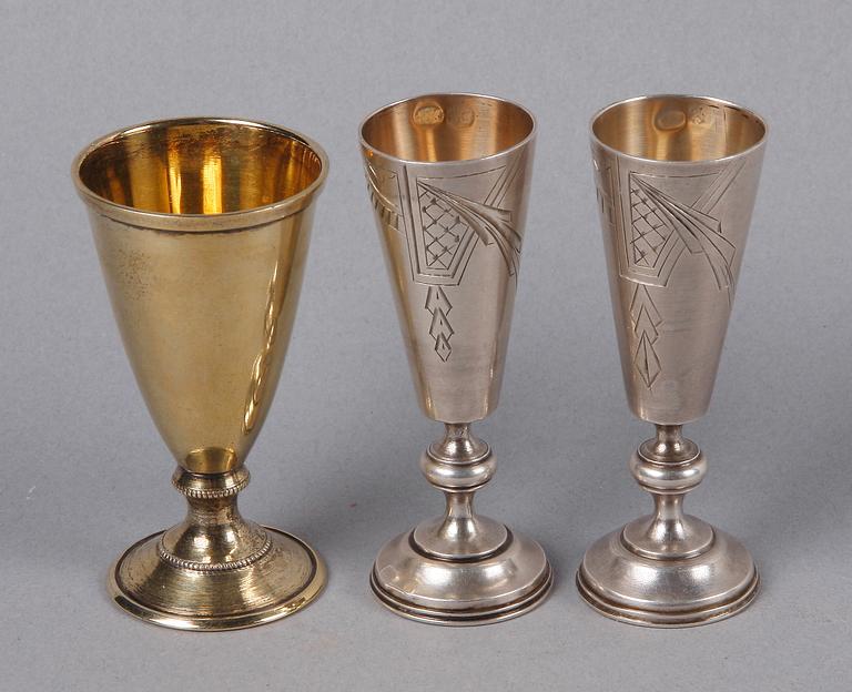 SUPKOPPAR, 3 st, silver, Sovjetryssland, 1900-tal.