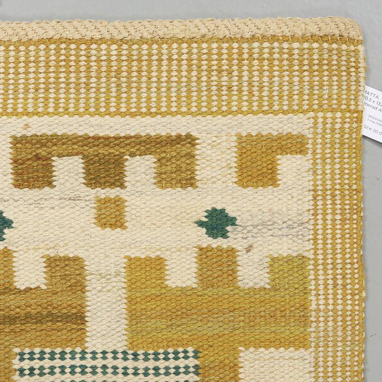 Ann-Mari Lindbom, gift Forsberg, CARPET. "Gulbroka". Flat weave. 210,5 x 132,5-135,5 cm. Signed AB MMF AMF.