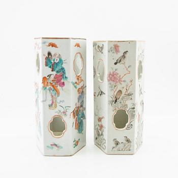 Two Chinese famille rose lanterns, one late Qing and one 20th century.