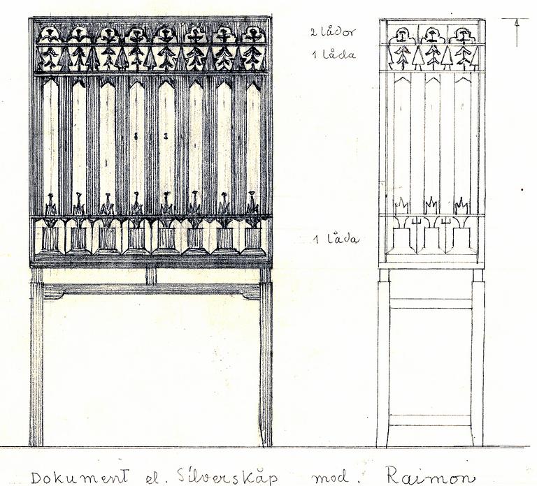 Carl Malmsten, a cabinet, "Raimond", made as a journeyman's piece by cabinetmaker Gunnar Franke in 1964.