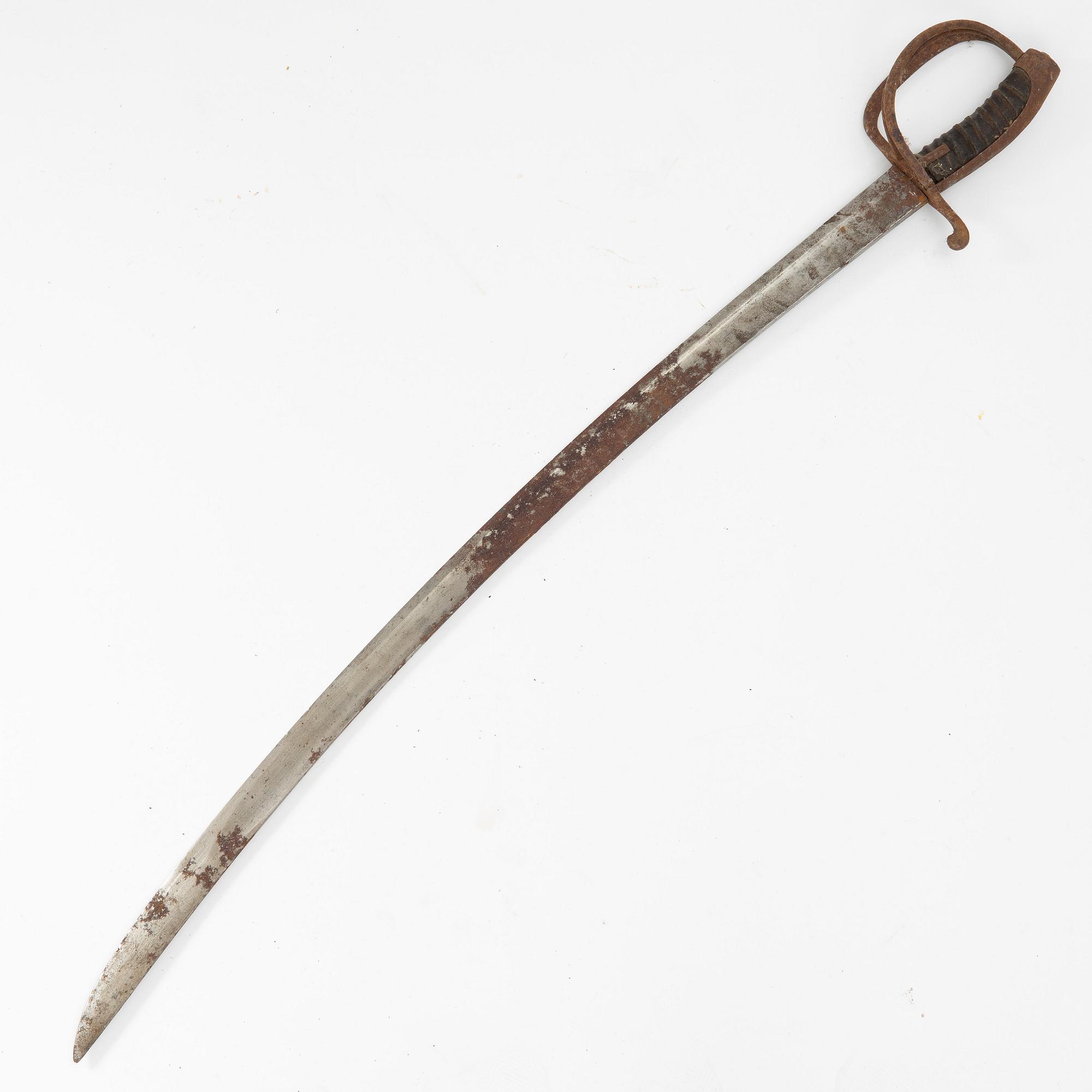 A Swedish cavalry sabre, 1825 pattern, with scabbard.